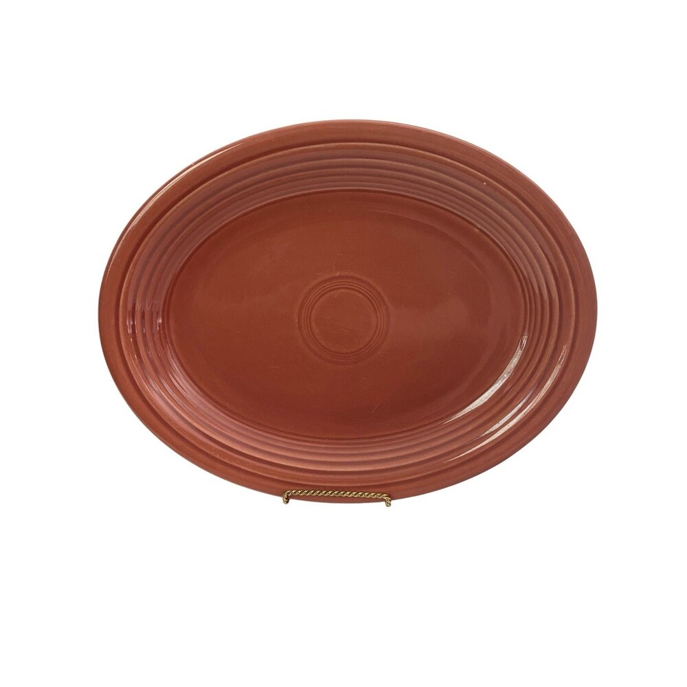 Vintage Fiesta Rose Oval Platter 12-1/2" X 9-3/4" USA 1950s HLC
